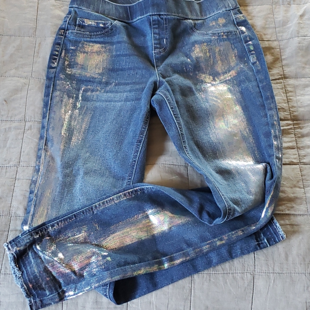 NWOT Justice foiled front jeans
